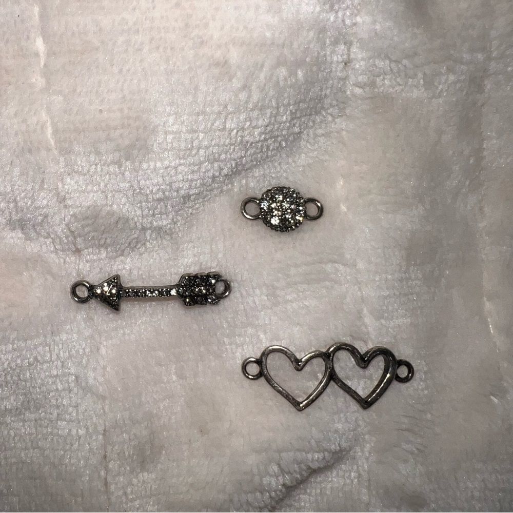 NEW Jewelry Charms for bracelets, necklaces, chains, etc set of 3 silver/sequins